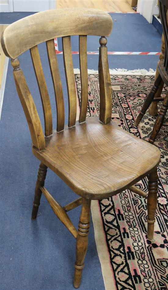 Six Victorian elm and beech dining chairs